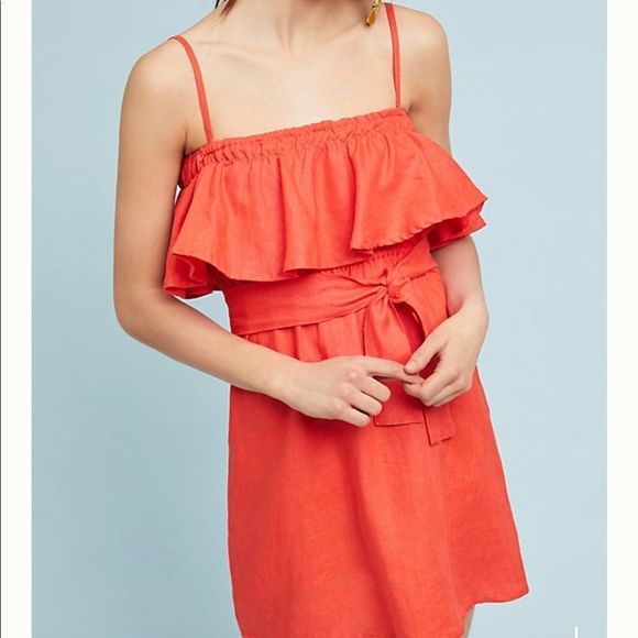 ANTHROPOLOGIE Faithful Linen Ruffles Dress - Picture 6 of 6